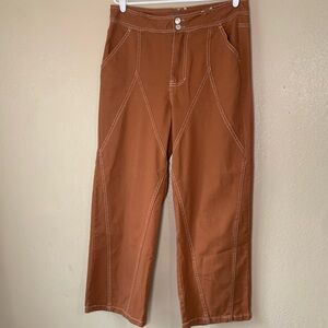 CALI 1850 Rust Brown Wide Leg Buckle Boho Coastal Pants Size 13